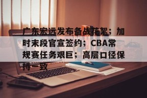 爱游戏官方入口-关于广东宏远发布备战花絮；加时末段官宣签约；CBA常规赛任务艰巨；高层口径保持一致的信息
